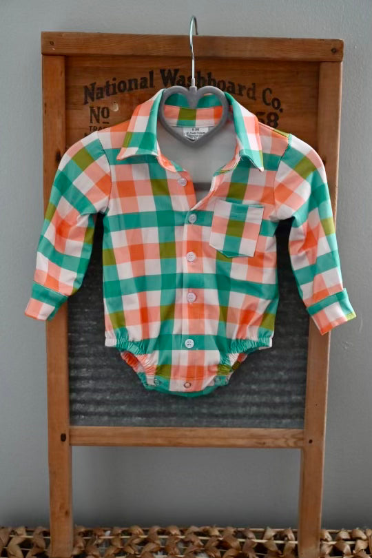 Plaid Baby Boy Romper