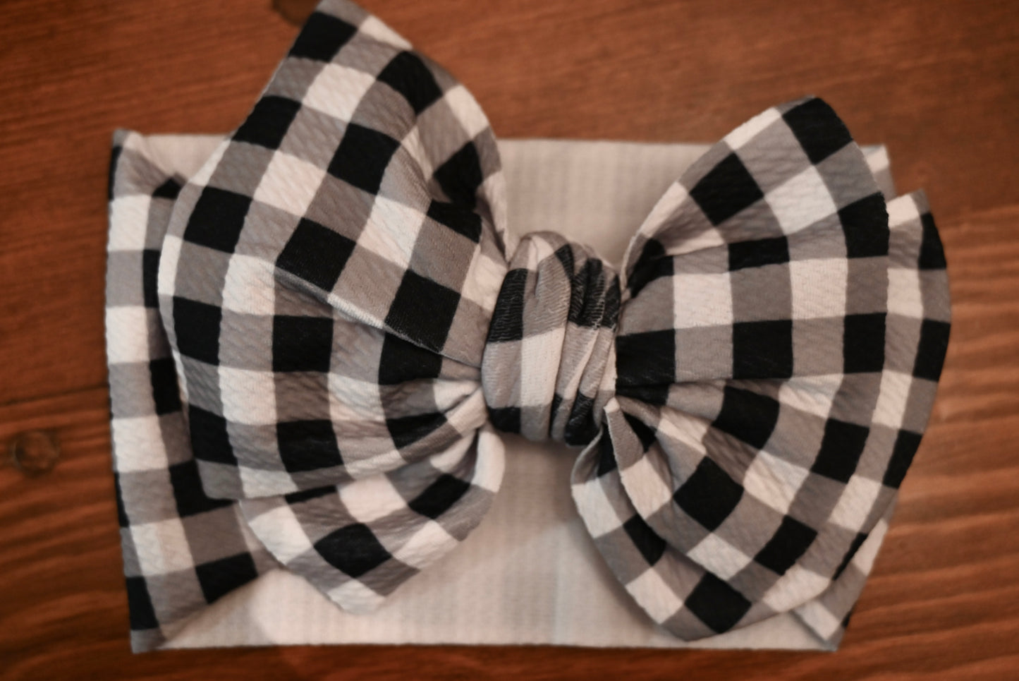 Buffalo Check Headband Bow