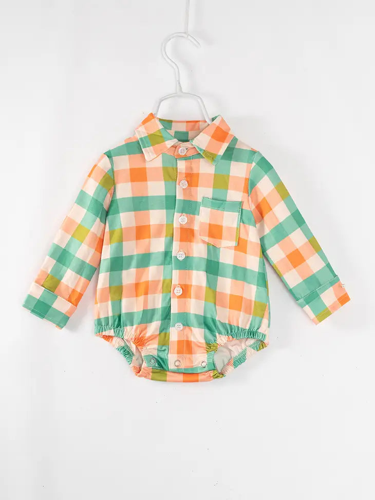 Plaid Baby Boy Romper