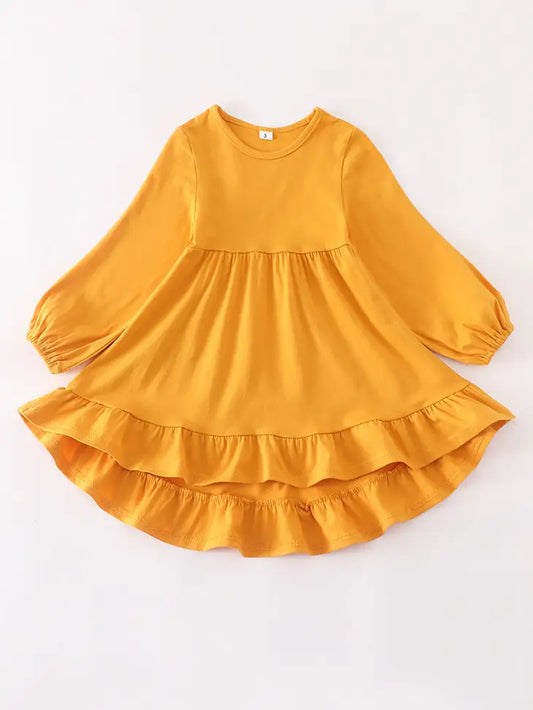 Mustard Ruffle Hem Dress